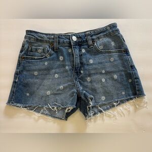 Abound Floral Printed Shorts Blue Jean Cutoff Denim Distressed